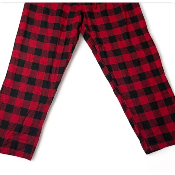 Mens Red and Black Plaid Pajama Pants Size XL Elastic Waist Drawstring - Picture 3 of 9